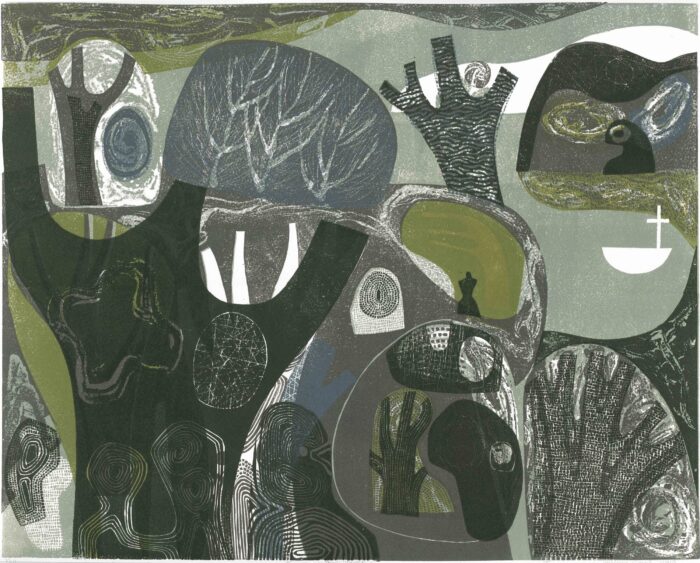 Stone Forest. Landscape Prints by Melvyn Evans. Linocut. Stone Forest. Landscape Prints by Melvyn Evans. Linocut.