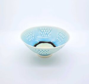 Little impressed porcelain bowl (158).   Ceramics by Peter Wills. Porcelain.