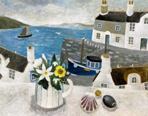 Morning Harbour, Spring.   Paintings by Sarah Bowman. Oil on board.