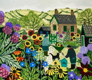 Late Summer Garden.   Paintings by Vanessa Bowman. Oil on card.