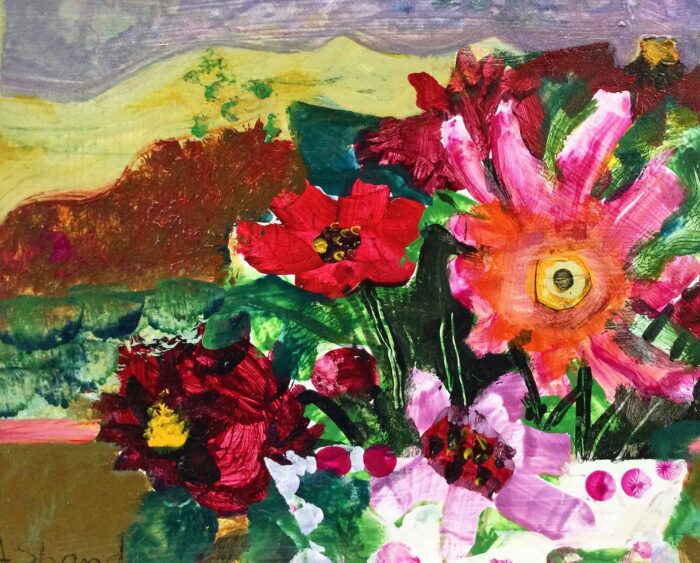 Autumn Blooms. Landscape Floral Paintings by Arabella Shand. Acrylic on board.