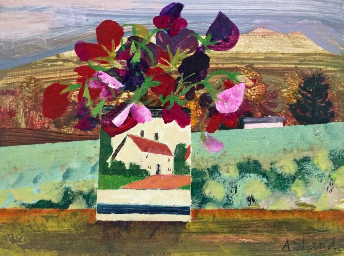 Sweet Peas in October.   Paintings by Arabella Shand. Acrylic on board.