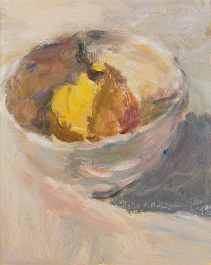 Roses in a White Jug.   Paintings by Lynne Cartlidge. Oil on board.