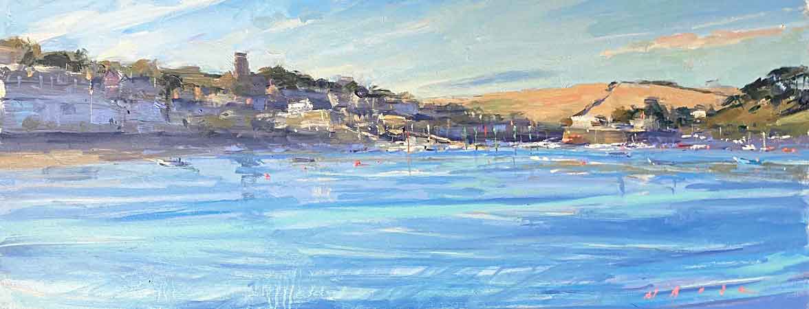 Across to Salcombe. Devon Seascape Paintings by Maria Rose. Oil on board.