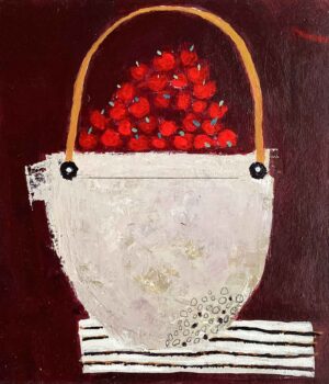 An Olive Branch. Still Life Floral Paintings by Marilyn Browning. Mixed media on board.