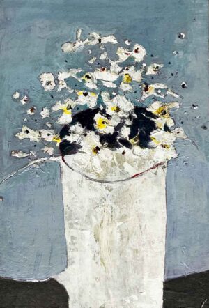 An Olive Branch. Still Life Floral Paintings by Marilyn Browning. Mixed media on board.
