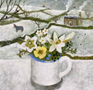 In the Deep Midwinter.   Paintings by Sarah Bowman. Oil on board.