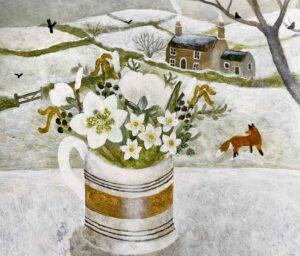 Winter Fox.   Paintings by Sarah Bowman. Oil on board.