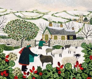 Winter Shepherds.   Paintings by Vanessa Bowman. Oil on board.