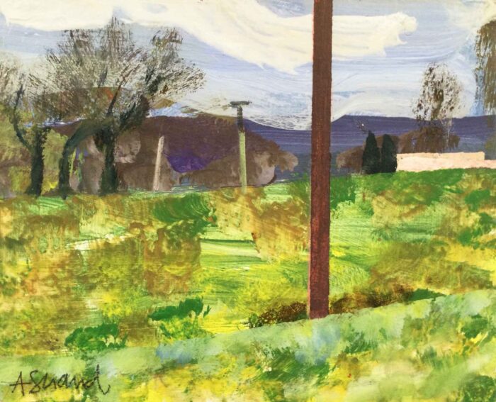 View From the Workshop. Landscape  Paintings by Arabella Shand. Acrylic on board.