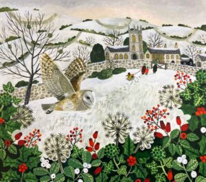 The Winter Owl.   Paintings by Vanessa Bowman. Oil on card.