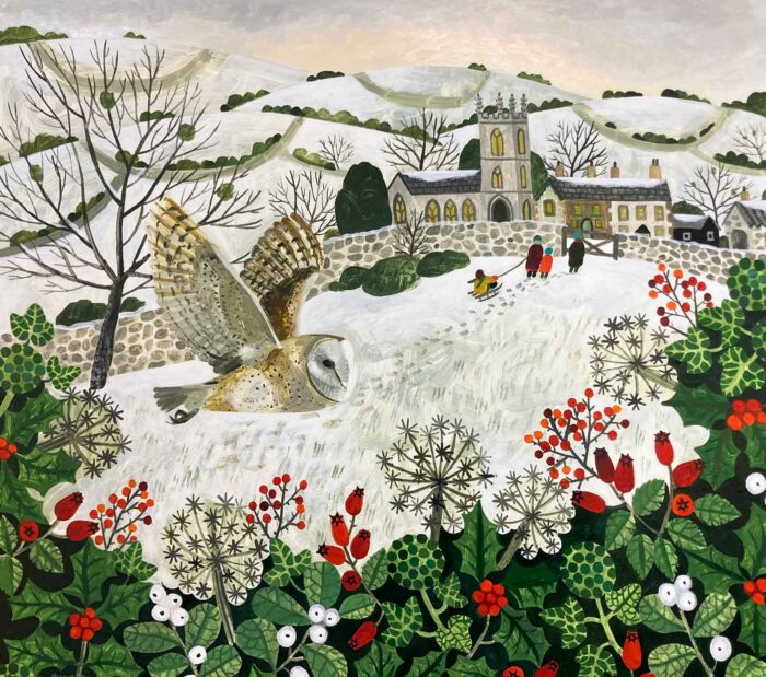 The Winter Owl.   Paintings by Vanessa Bowman. Oil on card.