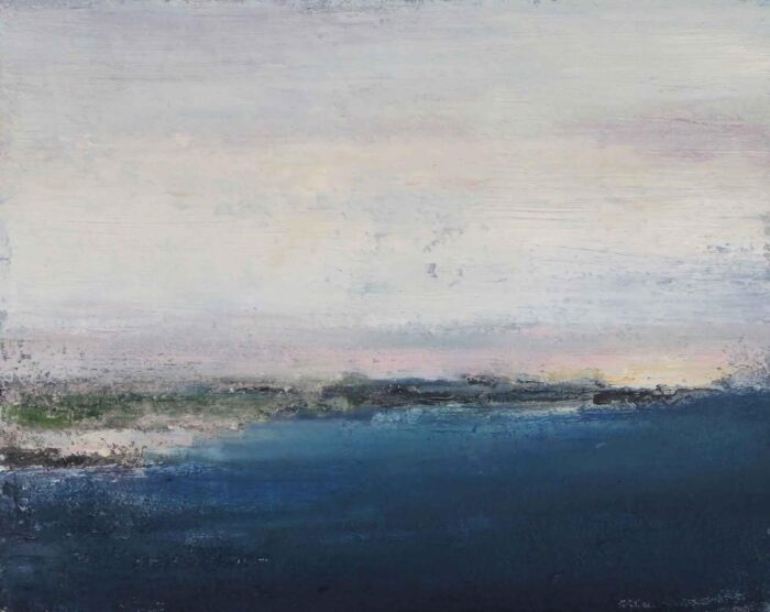 The Llyn Unfolds. Landscape  Paintings by Mike Carter. Mixed media on board.