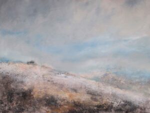Yes Tor, Winter. Dartmoor Devon Paintings by Mike Carter. Mixed media on canvas.