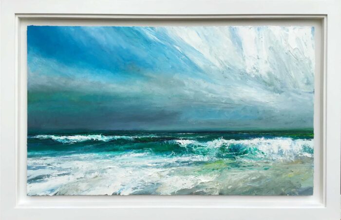 Crashing Waves. Seascape  Paintings by David Morgan. Oil on board.