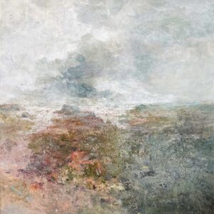 Afternoon Walk. Cornwall Seascape Paintings by Ellen Watson. Mixed media on canvas.