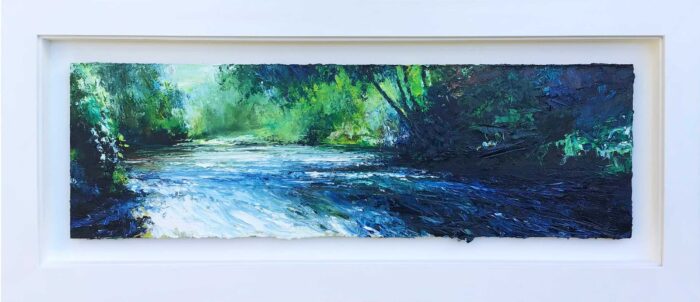 Spring Light, River Dart. Dartmoor Devon Paintings by David Morgan. Oil on board. Spring Light, River Dart. Dartmoor Devon Paintings by David Morgan. Oil on board.