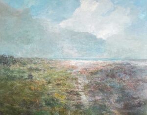 Spring Morning. Cornwall Seascape Paintings by Ellen Watson. Mixed media on canvas.
