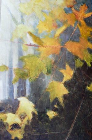 Rare Bird (Woodwarbler). Landscape Birds & Animals Paintings by Jane Brayne. Egg tempera gesso panel.