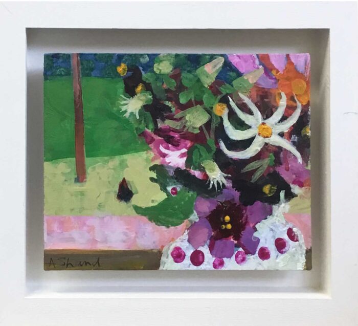 Dinner Time. Birds & Animals Landscape Paintings by Arabella Shand. Acrylic on board.