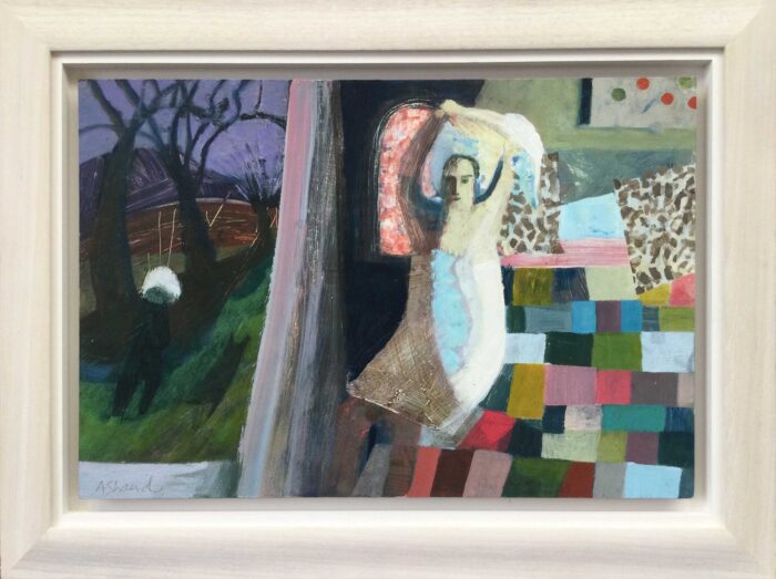 Evening Light. Landscape Interiors Paintings by Arabella Shand. Oil on board with Dutch metal.