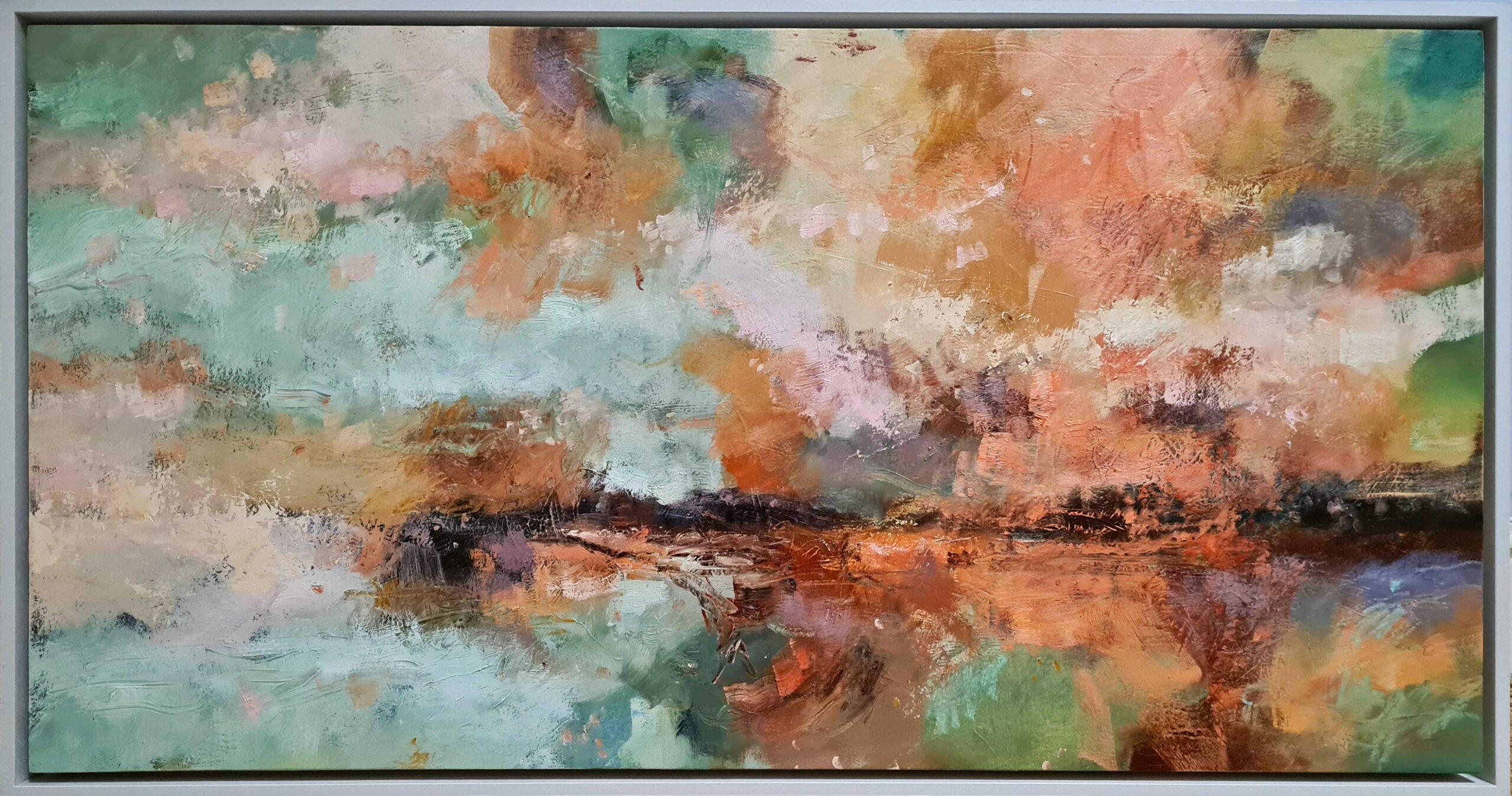 Floating on the Lake of Wondrous Disposition. Landscape  Paintings by Andy Waite. Oil on board.