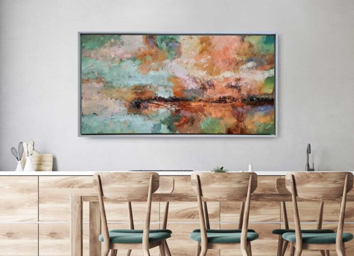 Floating on the Lake of Wondrous Disposition. Landscape  Paintings by Andy Waite. Oil on board.