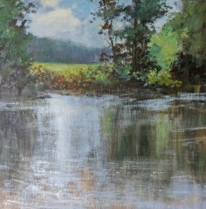 Quiet Morning on the Dart. Devon Landscape Paintings by Caroline McMillan Davey. Oil on canvas.