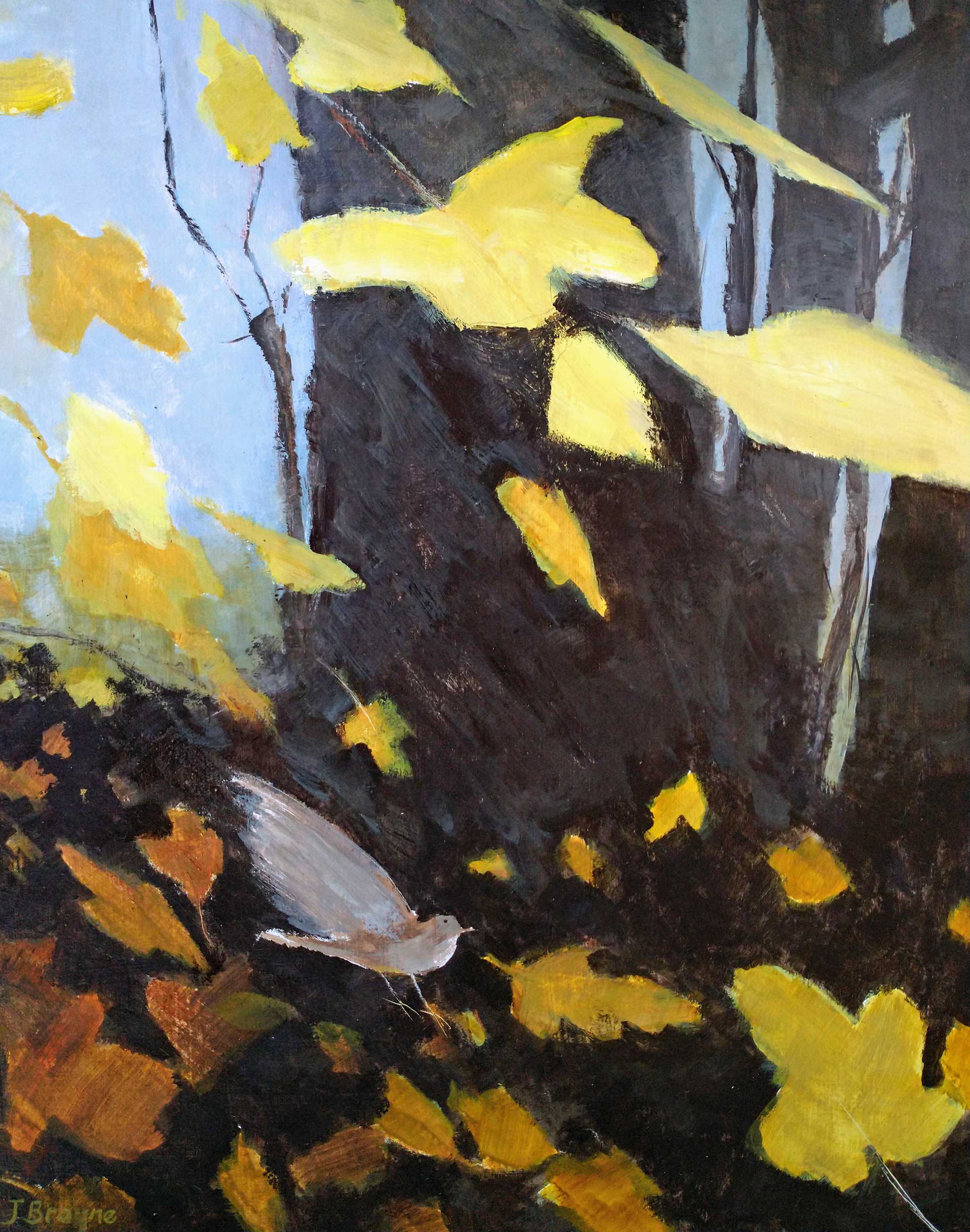 The Dunnock. Birds & Animals Landscape Paintings by Jane Brayne. Egg tempera on wood panel.