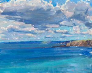 Across From Thurlestone. Devon Seascape Paintings by Maria Rose. Oil on board.