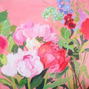 Pat's Flowers II. Floral  Paintings by Mark Rochester. Acrylic on board.