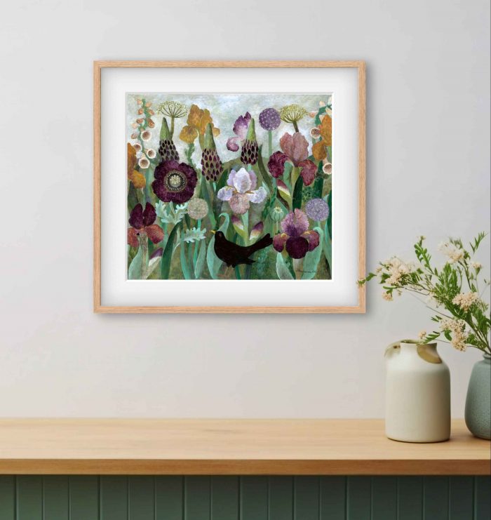 Apricot Foxgloves & Irises. Birds & Animals Devon Prints by Sarah Bowman. .