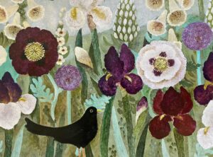 Velvety Reds. Birds & Animals Floral Paintings by Sarah Bowman. Oil on board.