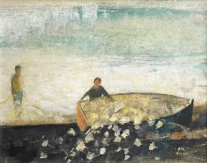 Open Net II. Seascape Figurative Paintings by David Brayne. Acrylic and pigment.