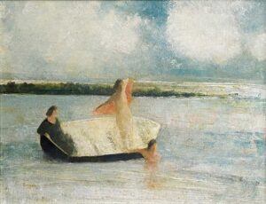 Orange Towel. Landscape Seascape Paintings by David Brayne. Acrylic and pigment.