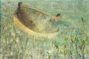 Reedbed. Landscape Figurative Paintings by David Brayne. Acrylic and pigment.