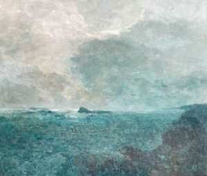 Evening Sea. Cornwall Seascape Paintings by Ellen Watson. Mixed media on canvas.