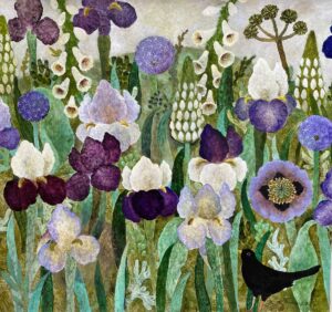 Blackbird Song. Birds & Animals Floral Paintings by Sarah Bowman. Oil on board.