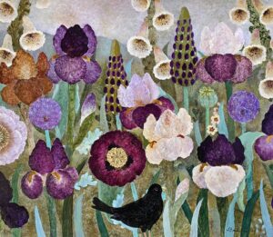 Dark Lupins. Birds & Animals Floral Paintings by Sarah Bowman. Oil on board.