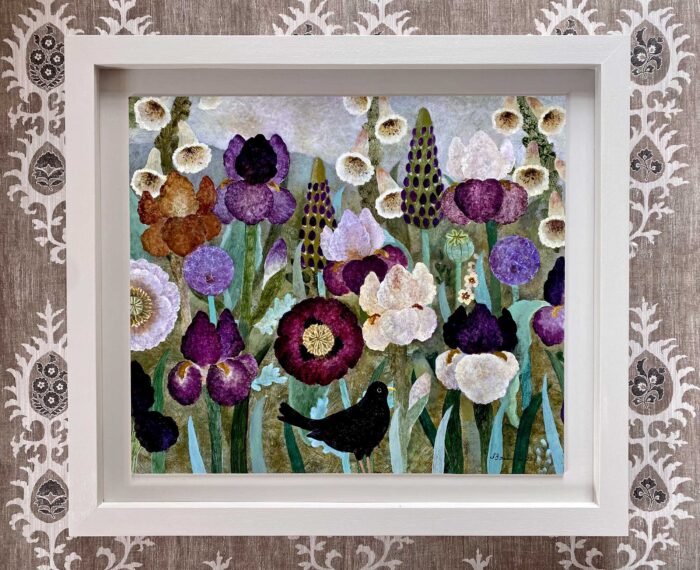 Dark Lupins. Birds & Animals Floral Paintings by Sarah Bowman. Oil on board.