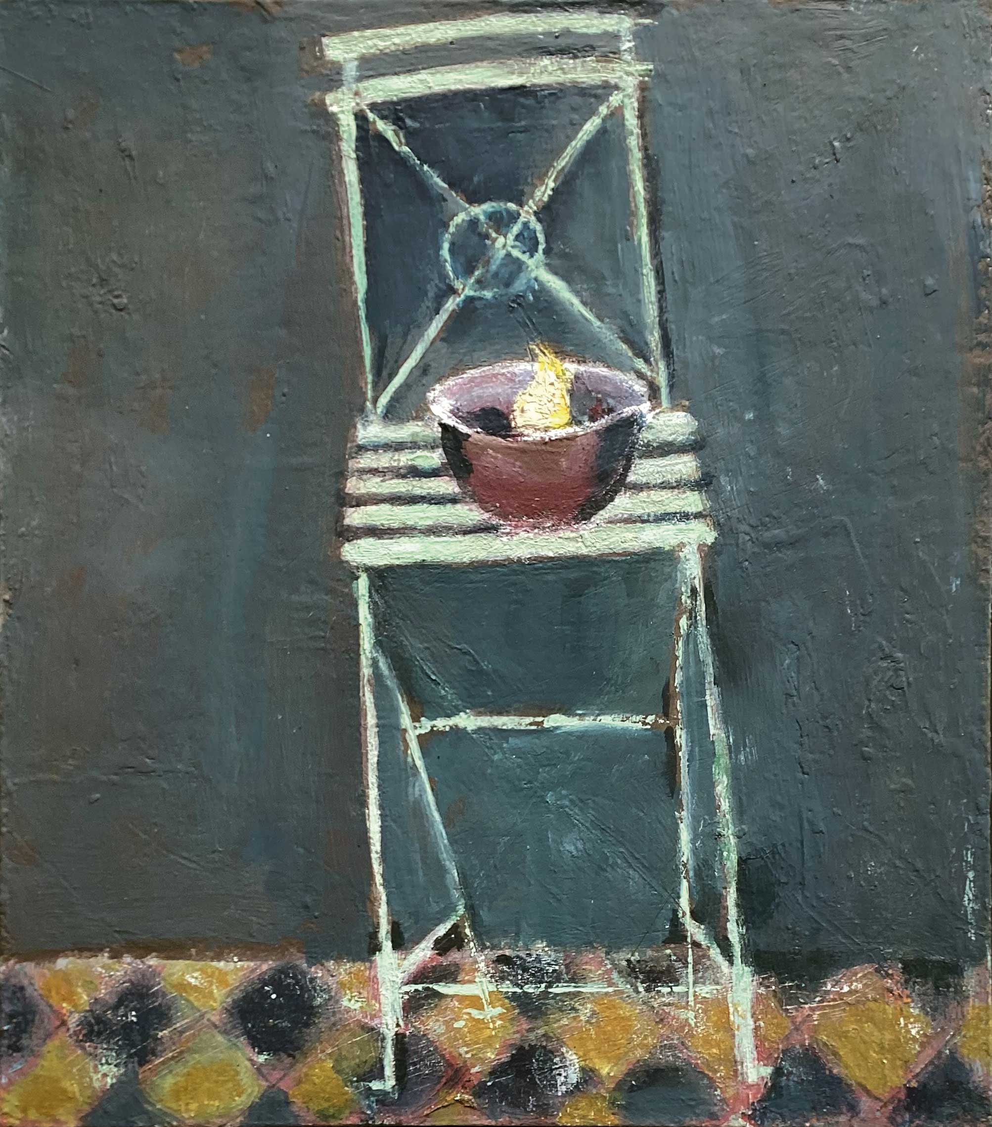 Cornish Apple Bowl. Cornwall Still Life Paintings by Marilyn Browning. Oil on canvas.