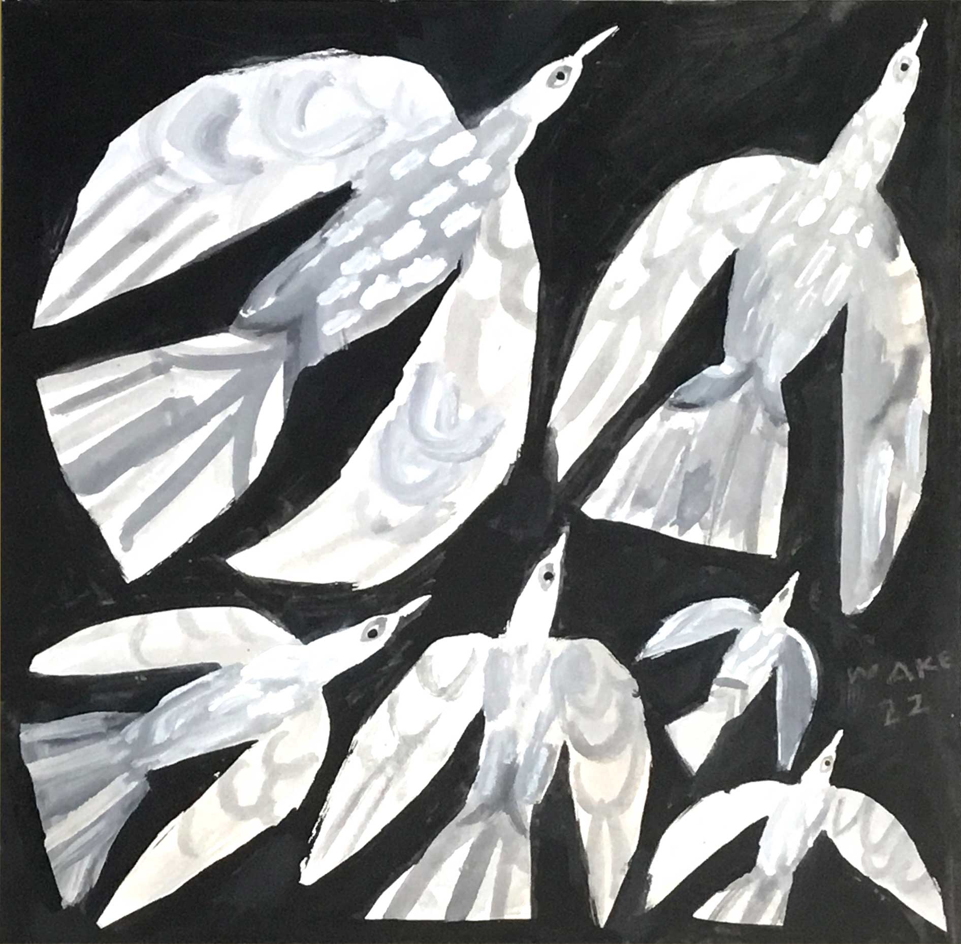 Flying Home III (Unframed). Birds & Animals  Paintings by Uncategorised. Gouache on paper.