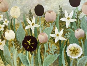 Pale Pinks. Birds & Animals Floral Paintings by Sarah Bowman. Oil on board.