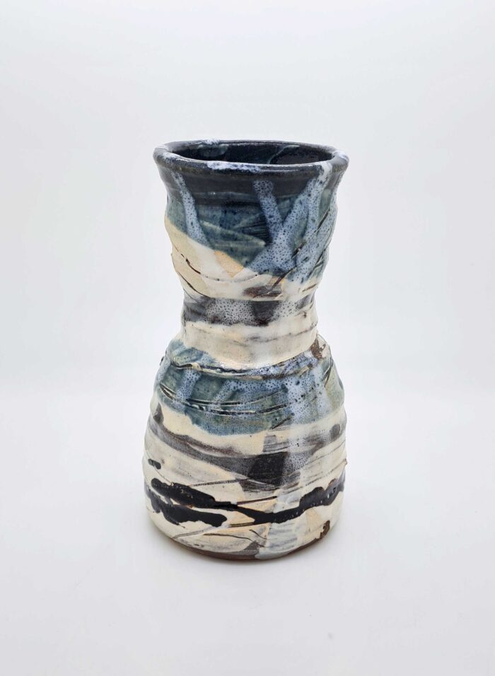 Cobalt, Shino & Tenmoku Vase.   Ceramics by Lloyd Peters. Stoneware.