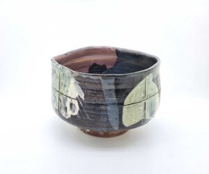 Teabowl, Cobalt & Tenmoku Glaze.   Ceramics by Lloyd Peters. Stoneware.