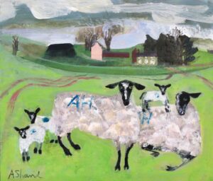 Spring. Birds & Animals Landscape Paintings by Arabella Shand. Acrylic on board.