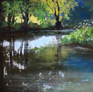 Quiet Spot on the River. Landscape  Paintings by Caroline McMillan Davey. Oil on canvas.