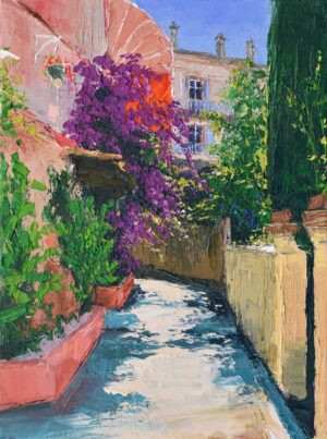 Bonnard's Walk, Le Cannet. European Landscape Paintings by Colin Carruthers. Oil on canvas.