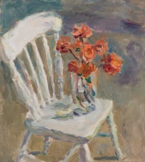 Dahlias in Autumn Light. Still Life Floral Paintings by Lynne Cartlidge. Oil on linen.