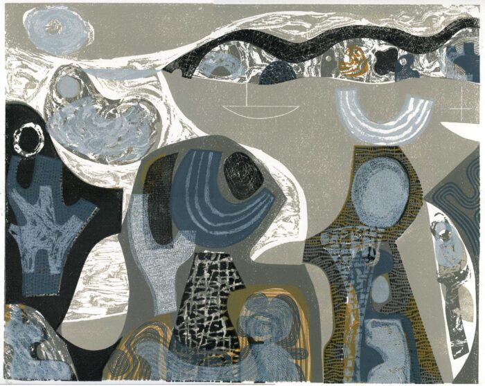 The Old Stones. Seascape Abstract Prints by Melvyn Evans. Linocut. The Old Stones. Seascape Abstract Prints by Melvyn Evans. Linocut.